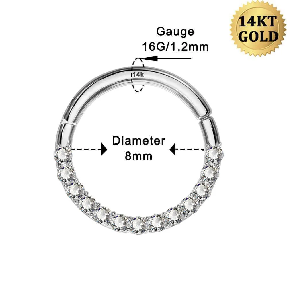 16G Septum Ring 14K White Gold Daith Jewelry