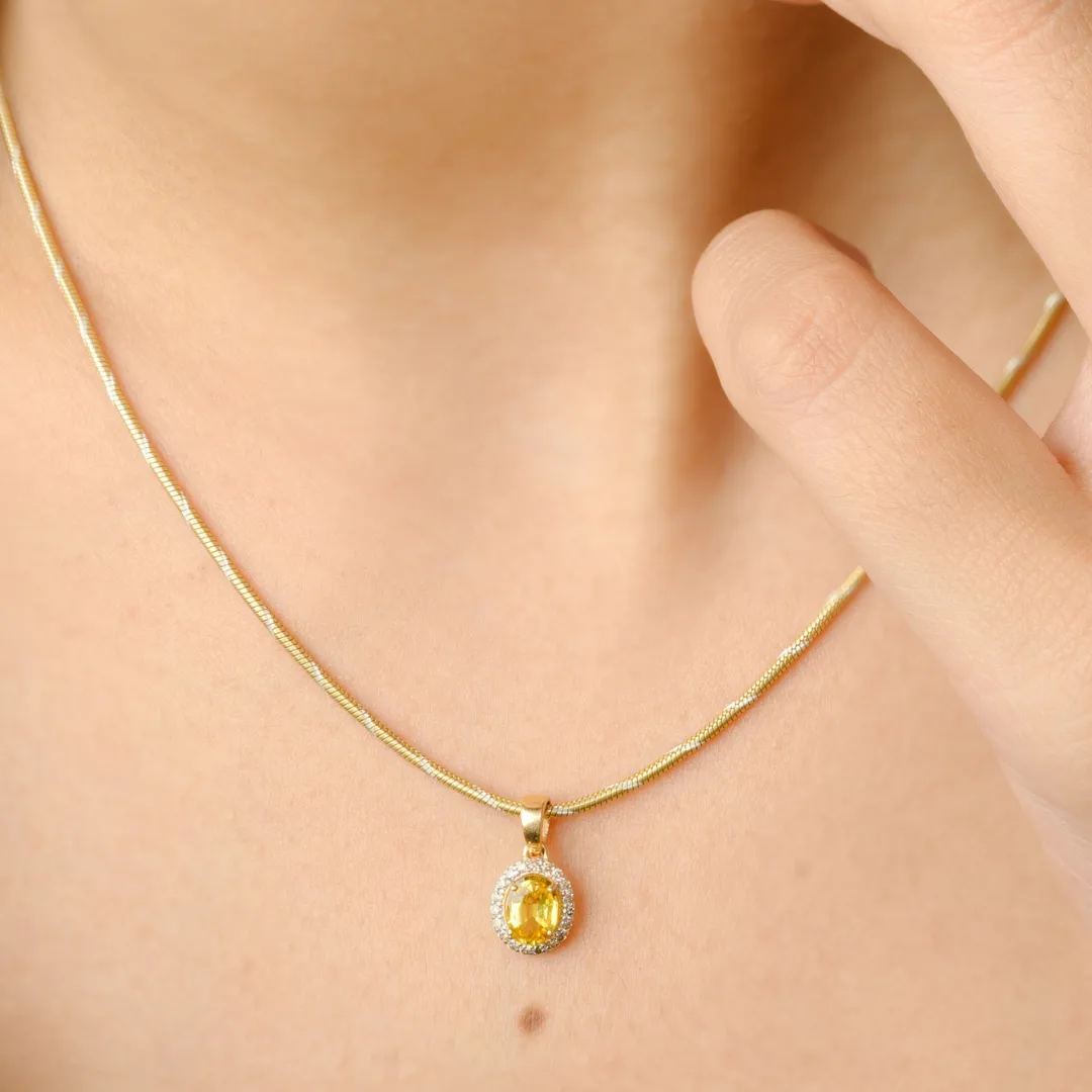 18K Gold Yellow Sapphire Combo Jewelry Set