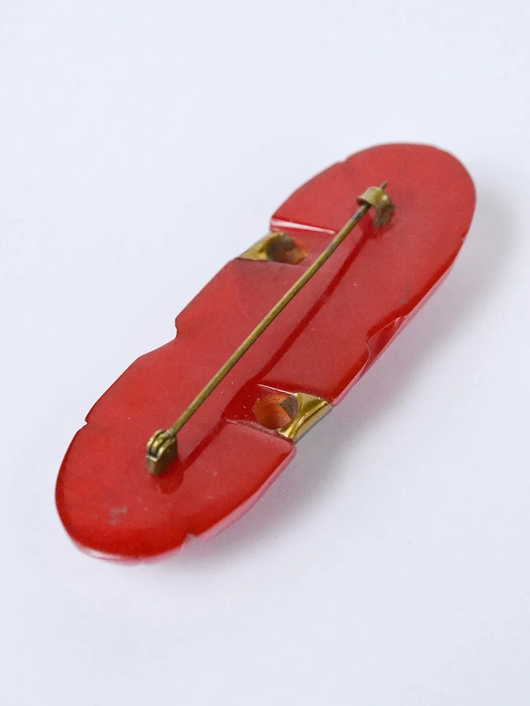 1950s red bakelite brooch