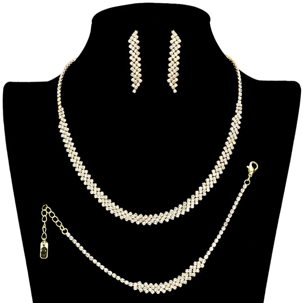 3PCS Rhinestone Pave Jewelry Set