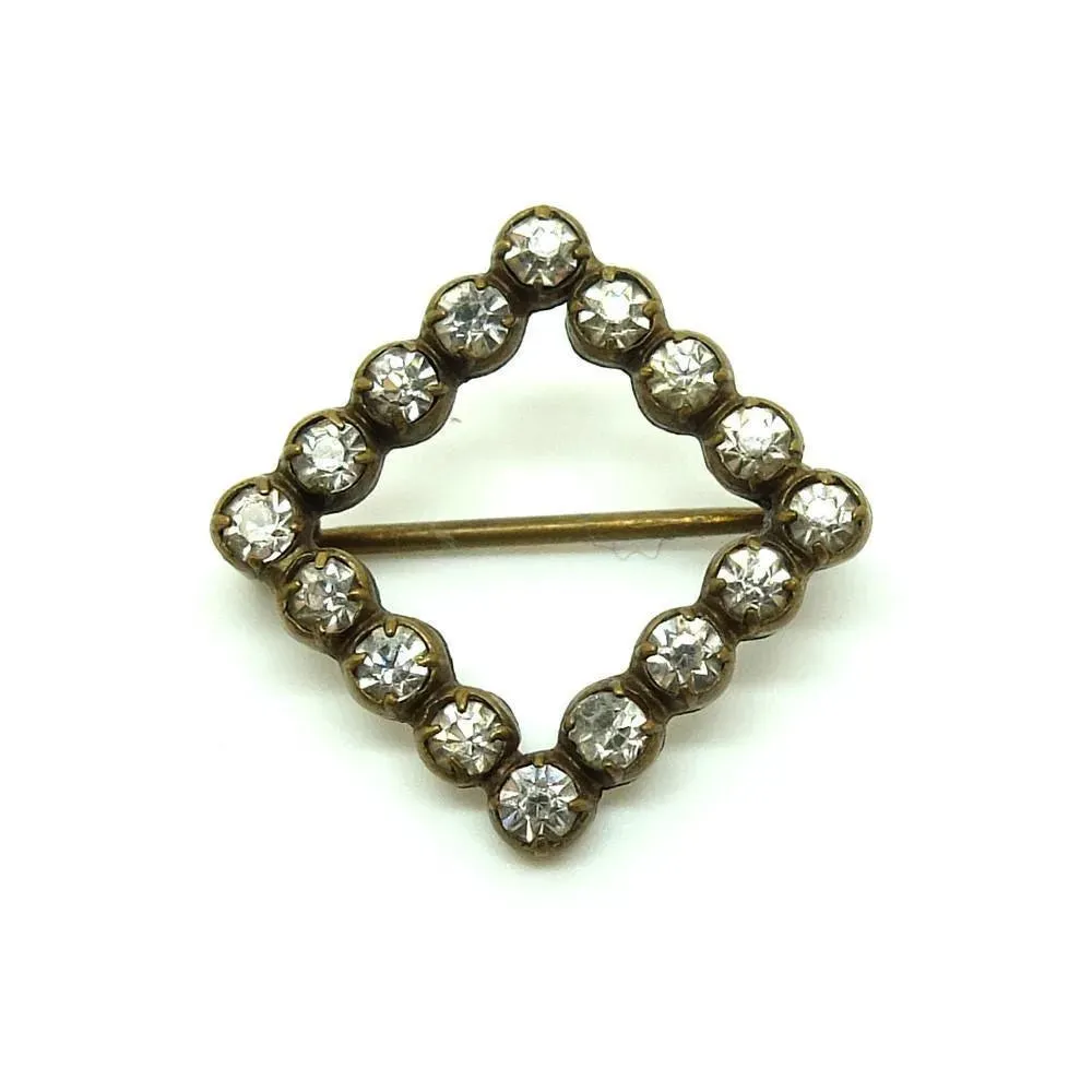 Antique Victorian 1890 Paste Square Brooch