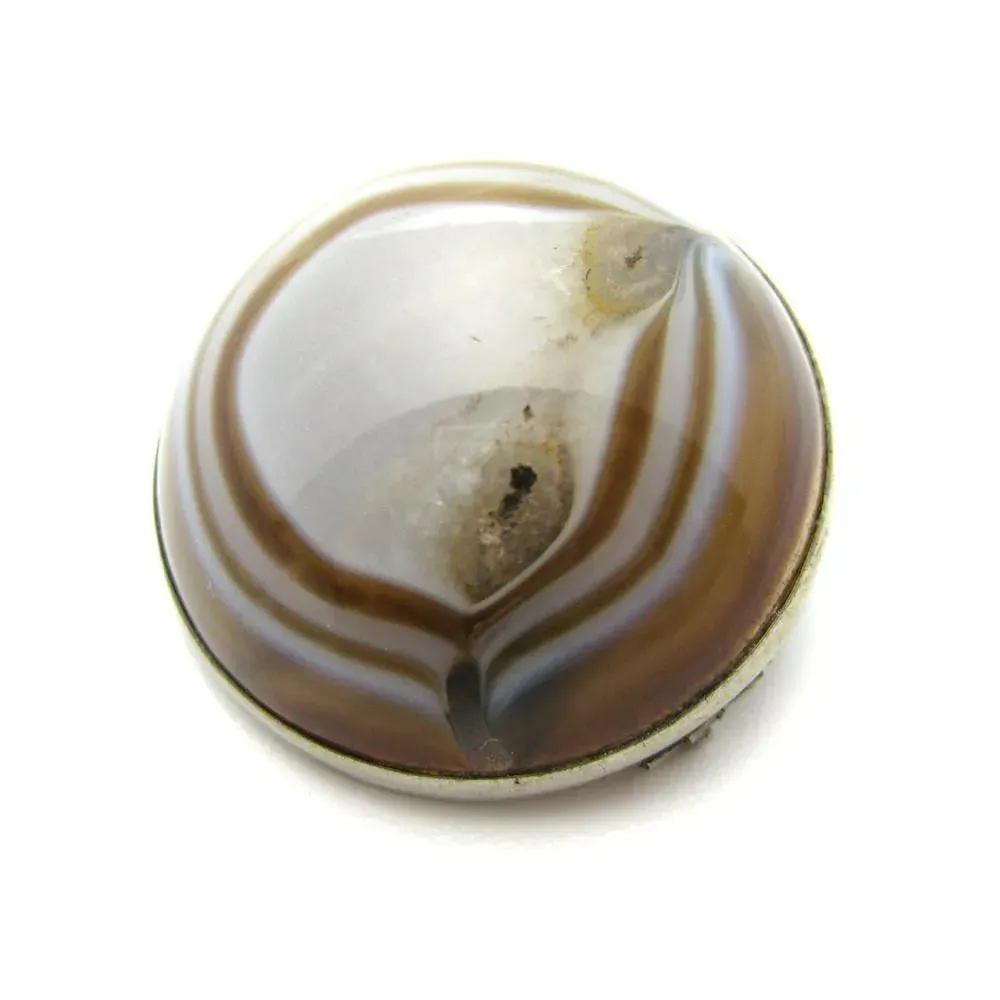 Antique Victorian Silver Banded Agate Brooch