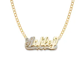 Better Jewelry Heart Script 14K Gold Double Nameplate Necklace