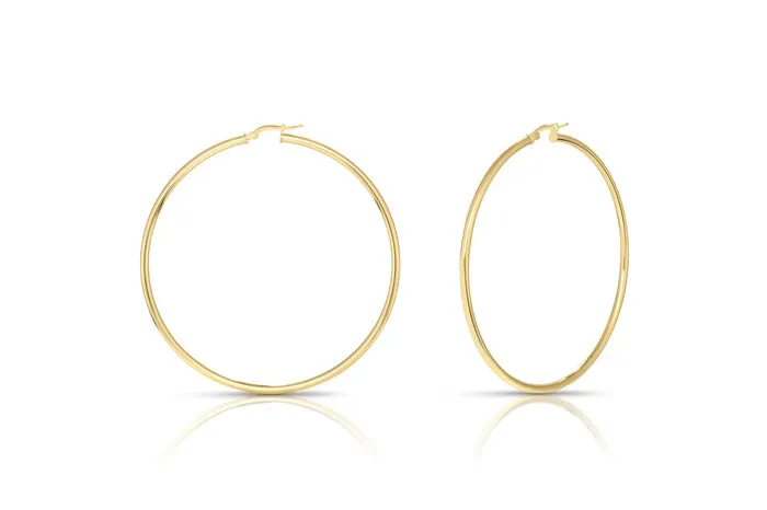 Better Jewelry Hoop Earrings .925 Sterling Silver Gold Plated 2mm