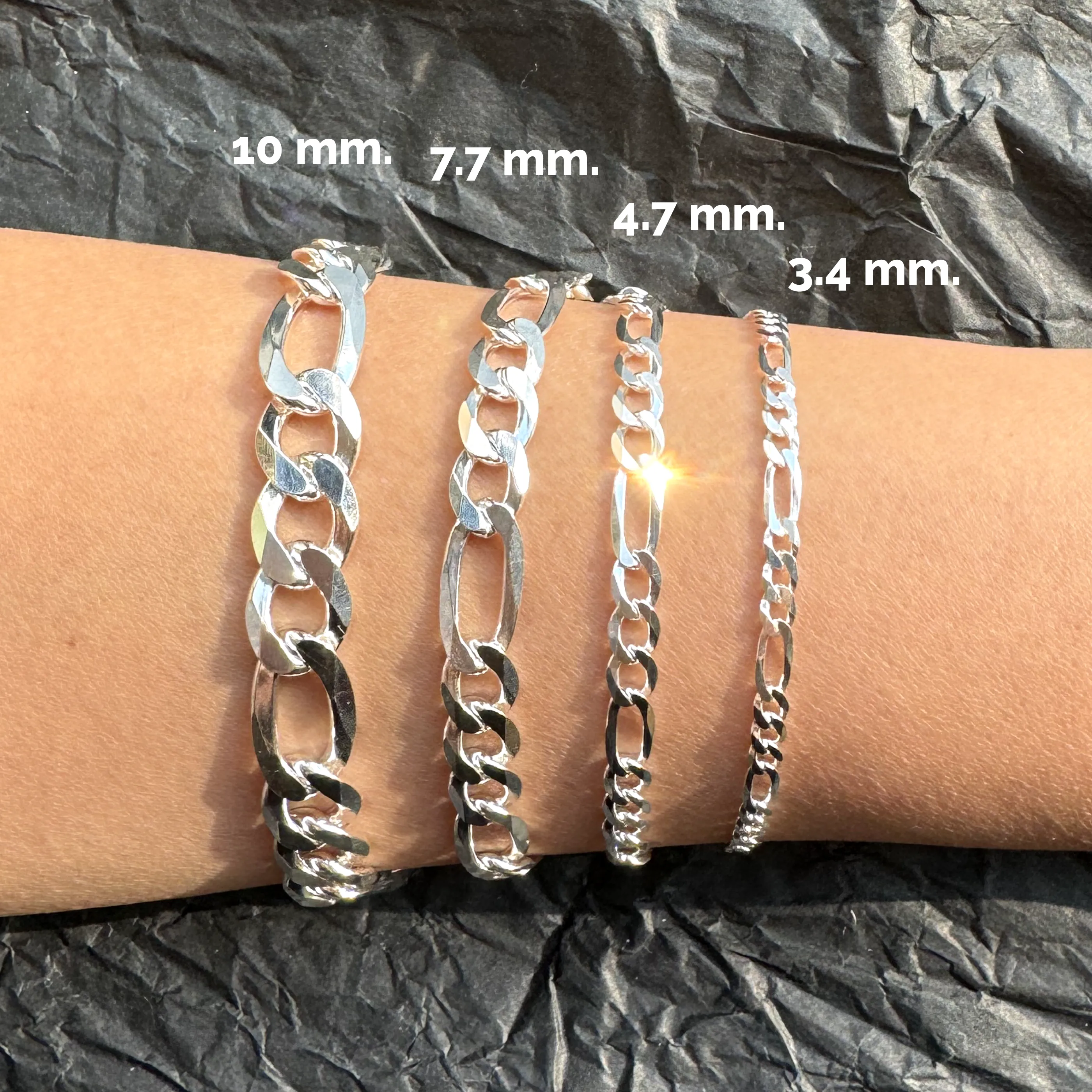 Better Jewelry Solid .925 Sterling Silver Figaro Chain Bracelet