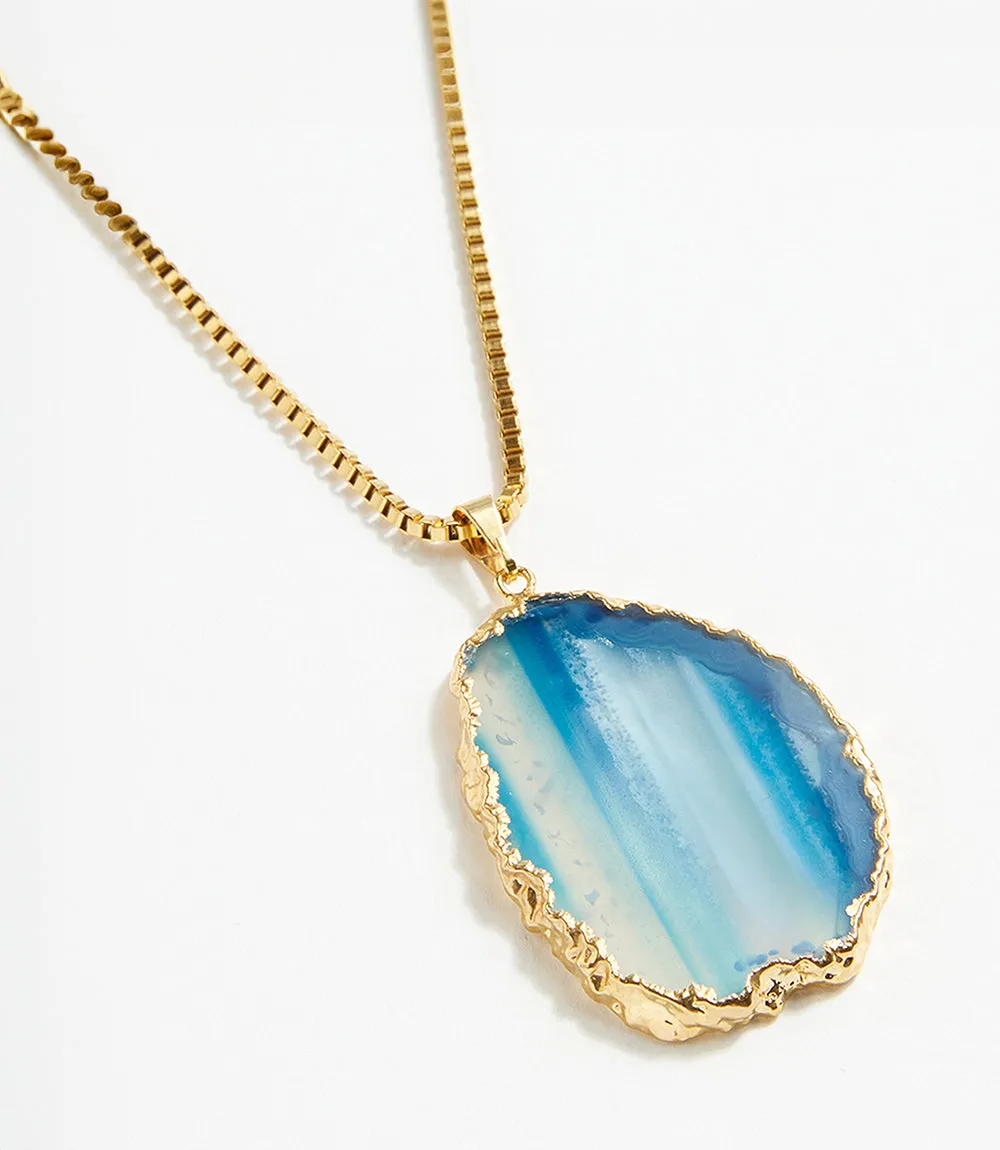 Blue Agate Pendant Necklace