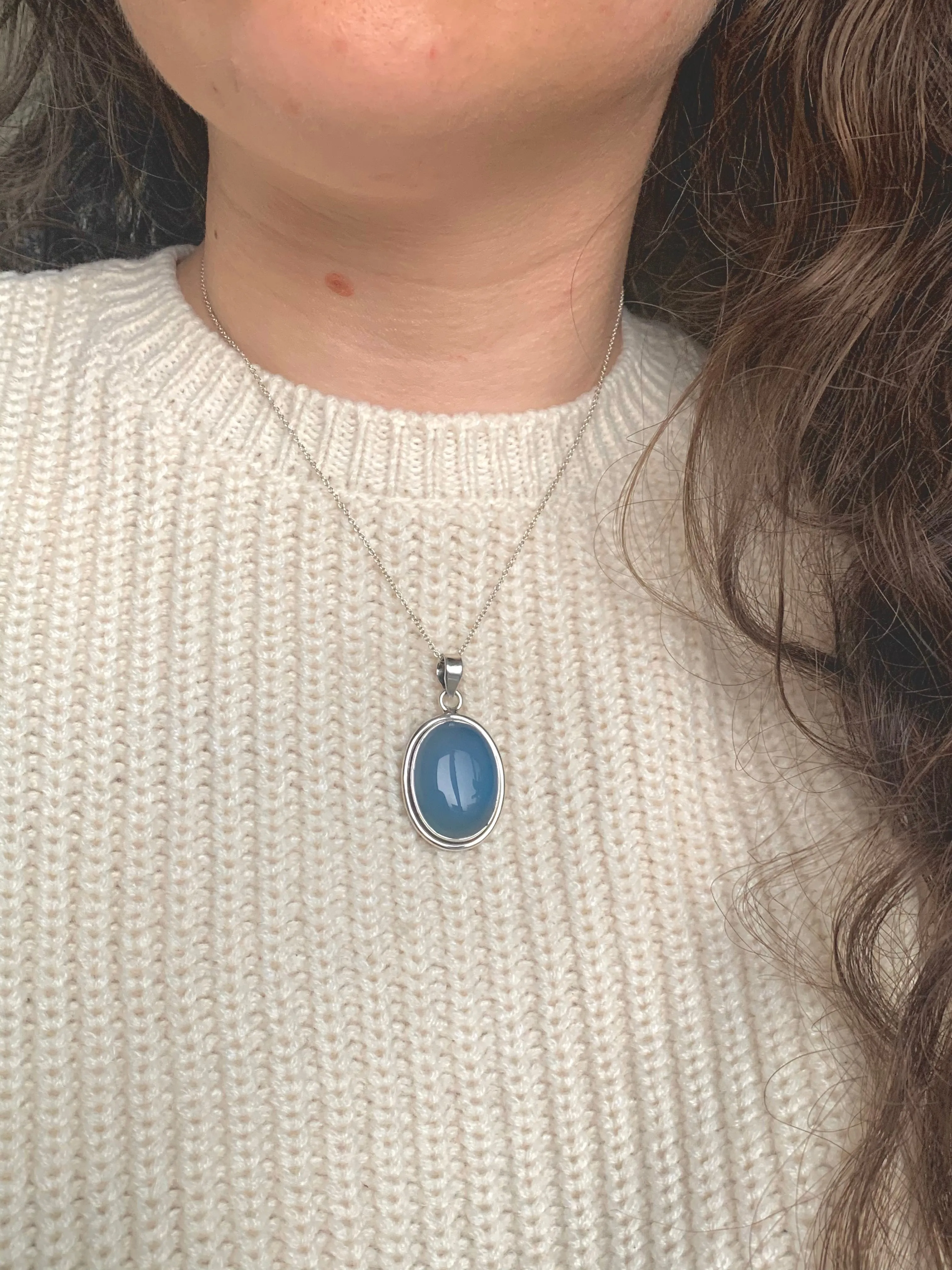 Blue Chalcedony Brea Pendant