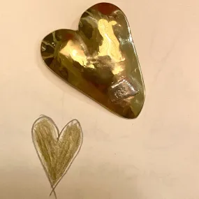 Brass heart brooch