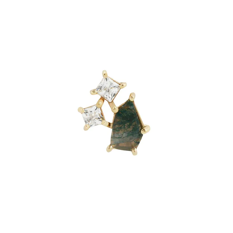 BUDDHA JEWELRY LYRA - MOSS AGATE   CZ - THREADLESS END