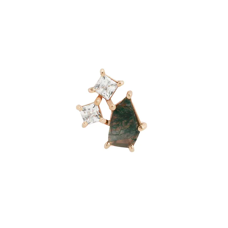 BUDDHA JEWELRY LYRA - MOSS AGATE   CZ - THREADLESS END