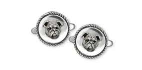 Bulldog Cufflinks Jewelry Sterling Silver Handmade Dog Cufflinks BD6-CL