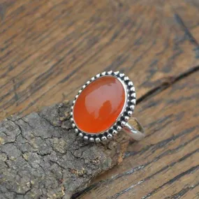 Carnelian Gemstone Ring - Orange Carnelian Ring - Designer Carnelian Ring -Sterling Silver Ring - Birthstone Ring, Nickel Free Ring