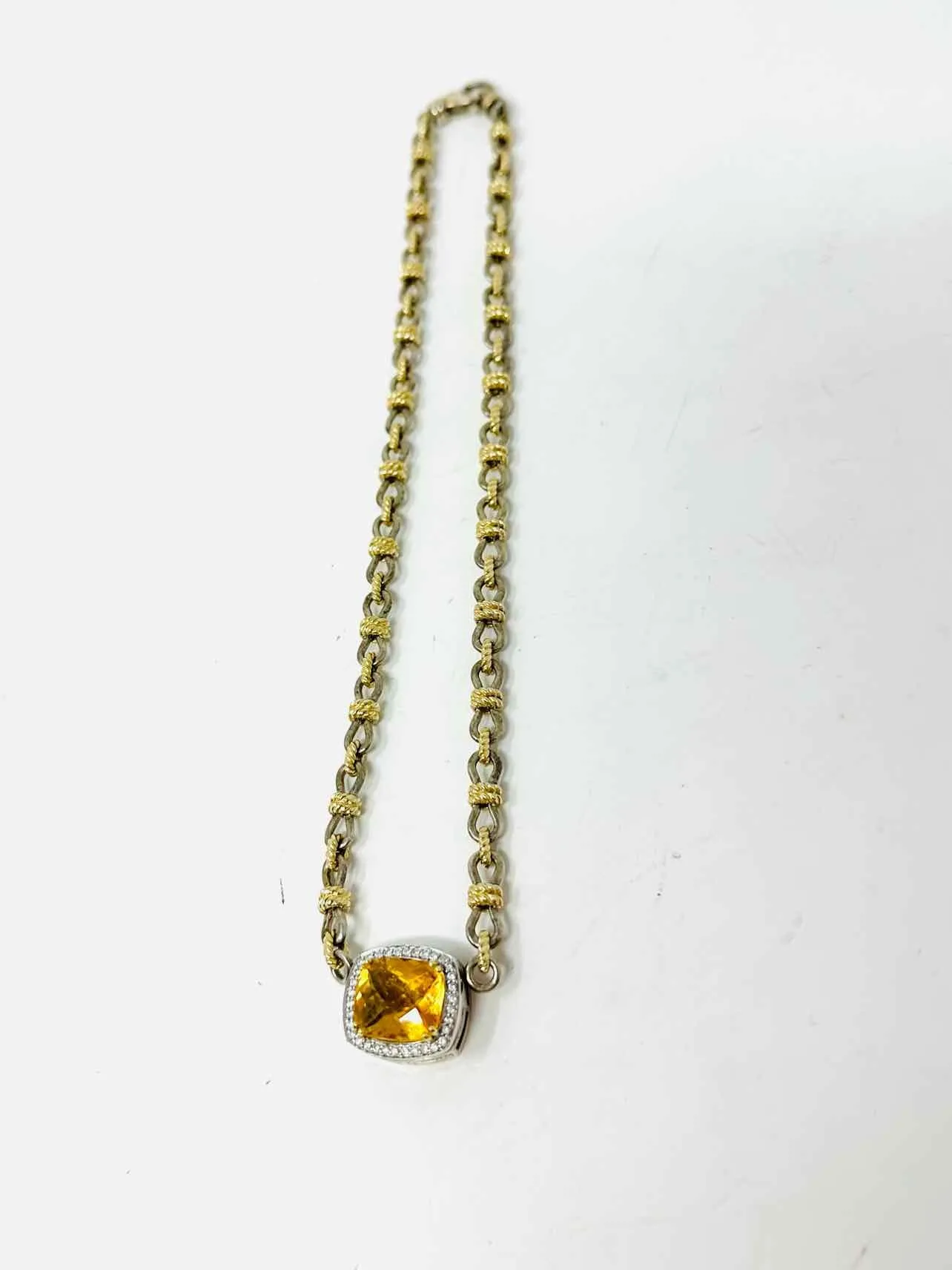 Charles Krypell Yellow/Clear Gemstone 14K Gold Jewelry Necklace