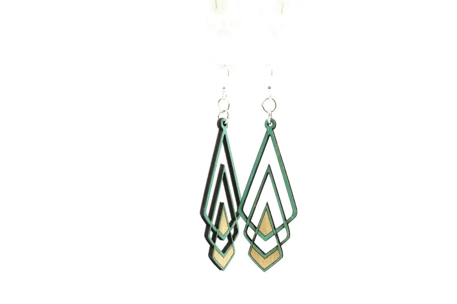 Chevron Deco Earrings: Gray~ Green Tree Jewelry