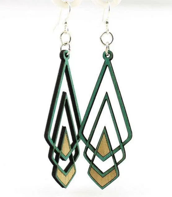 Chevron Deco Earrings: Gray~ Green Tree Jewelry