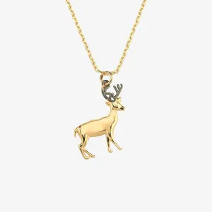 Christmas Deer Necklace | 14K Solid Gold