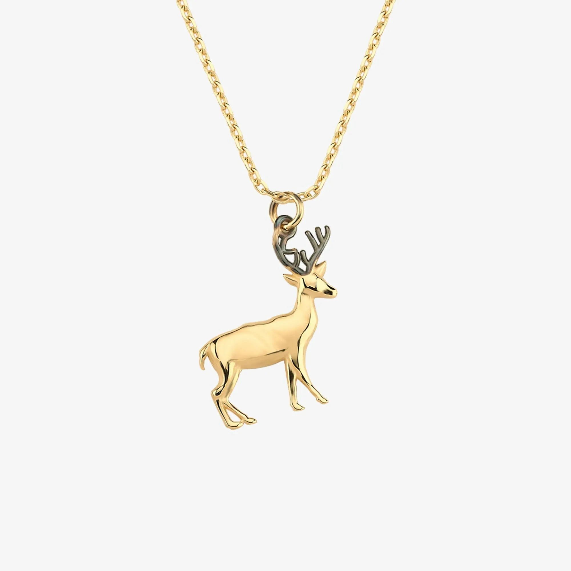 Christmas Deer Necklace | 14K Solid Gold