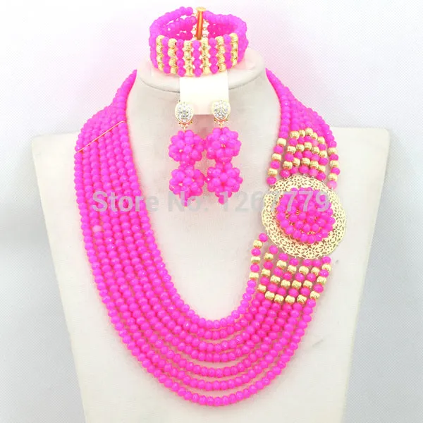 Chunky Gold Crystal Beads Women Necklace Bridal Fashion Jewelry