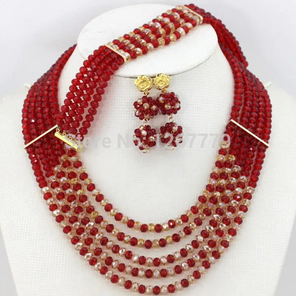 Chunky Gold Crystal Beads Women Necklace Bridal Fashion Jewelry