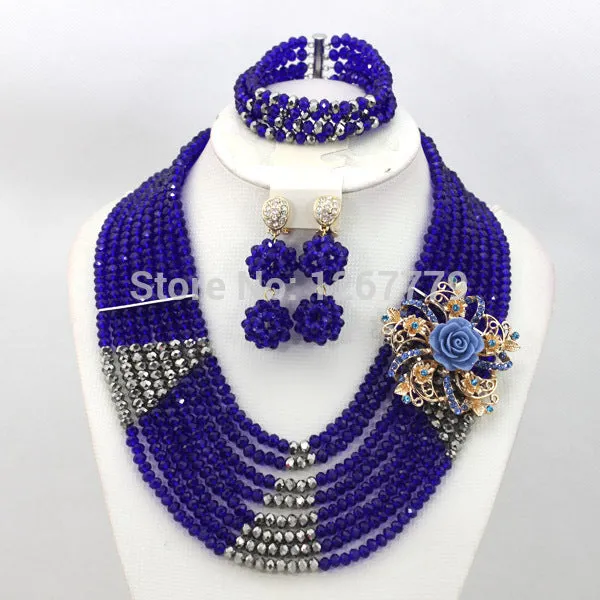 Chunky Gold Crystal Beads Women Necklace Bridal Fashion Jewelry