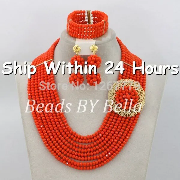 Chunky Gold Crystal Beads Women Necklace Bridal Fashion Jewelry