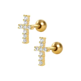 Cross Piercing Barbell Ball Back Earrings Sleeper Earrings