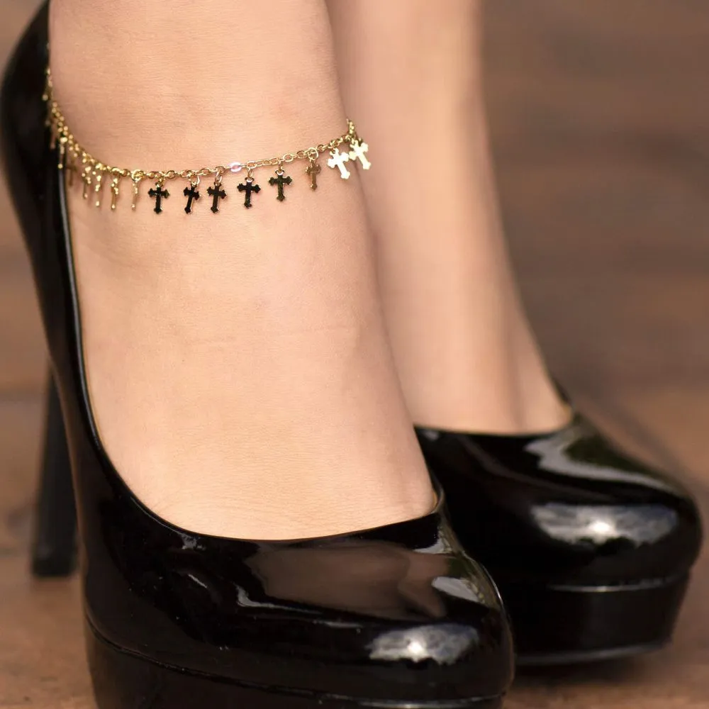 Dangling Crosses Anklet