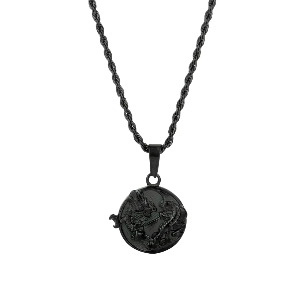 Dragon Tiger Pendant - Black