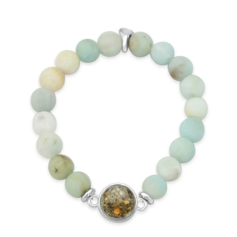 Dune Jewelry Silver-Plated Round Beaded Bracelet- Amazonite