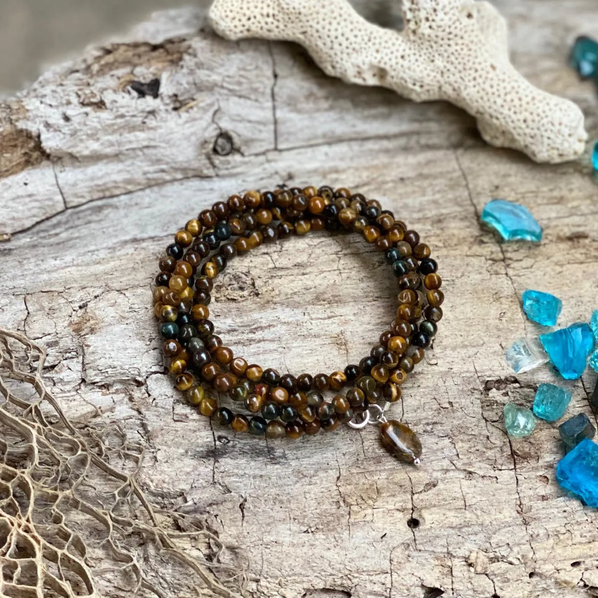 Empowerment Enhancer Tiger Eye Jewelry Set with Wrap Bracelet