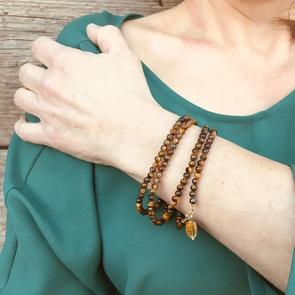 Empowerment Enhancer Tiger Eye Jewelry Set with Wrap Bracelet