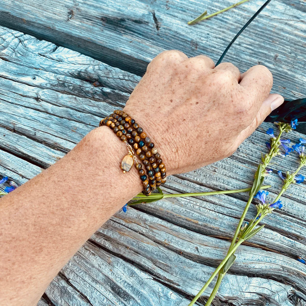 Empowerment Enhancer Tiger Eye Jewelry Set with Wrap Bracelet