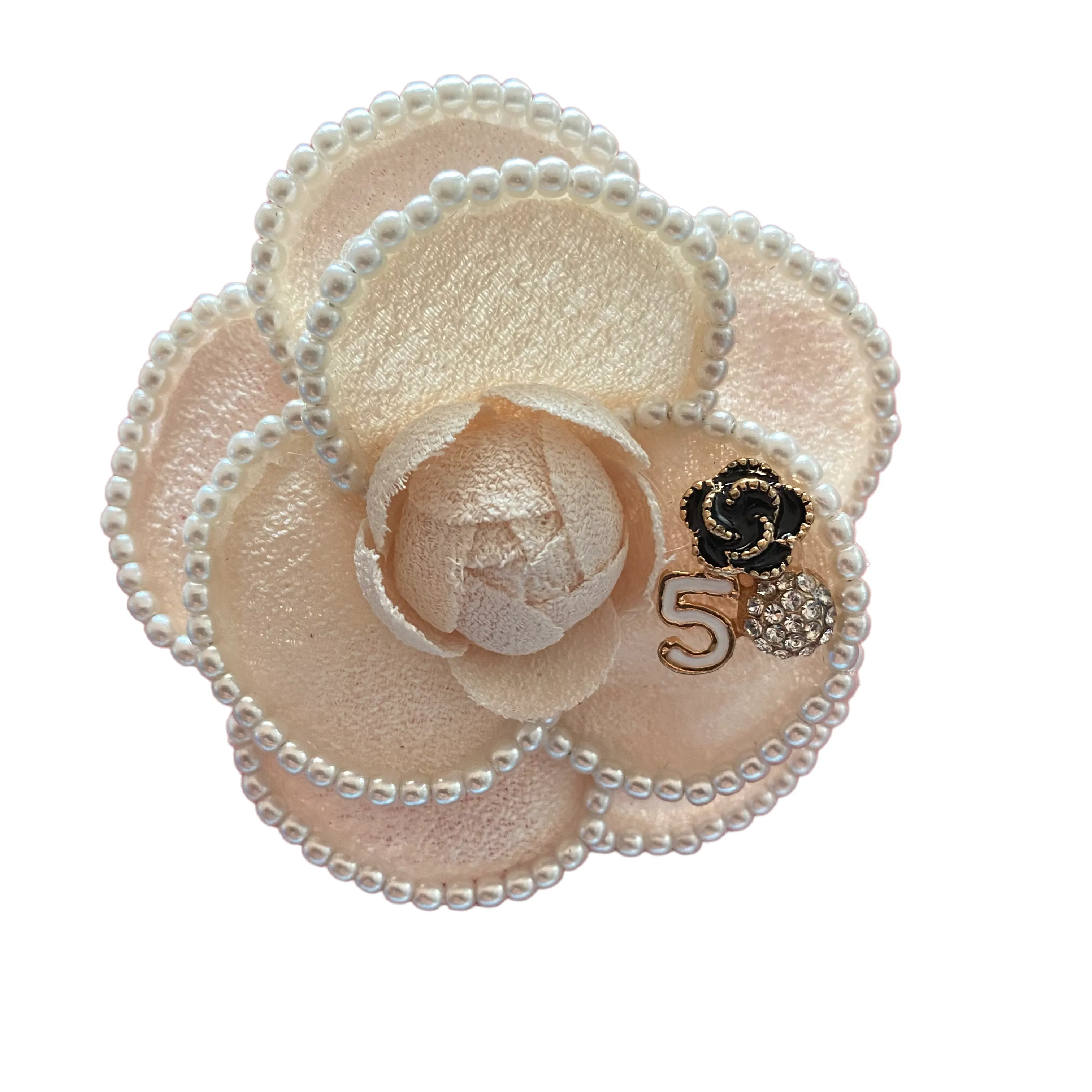 Felt Pearl Flower Brooch