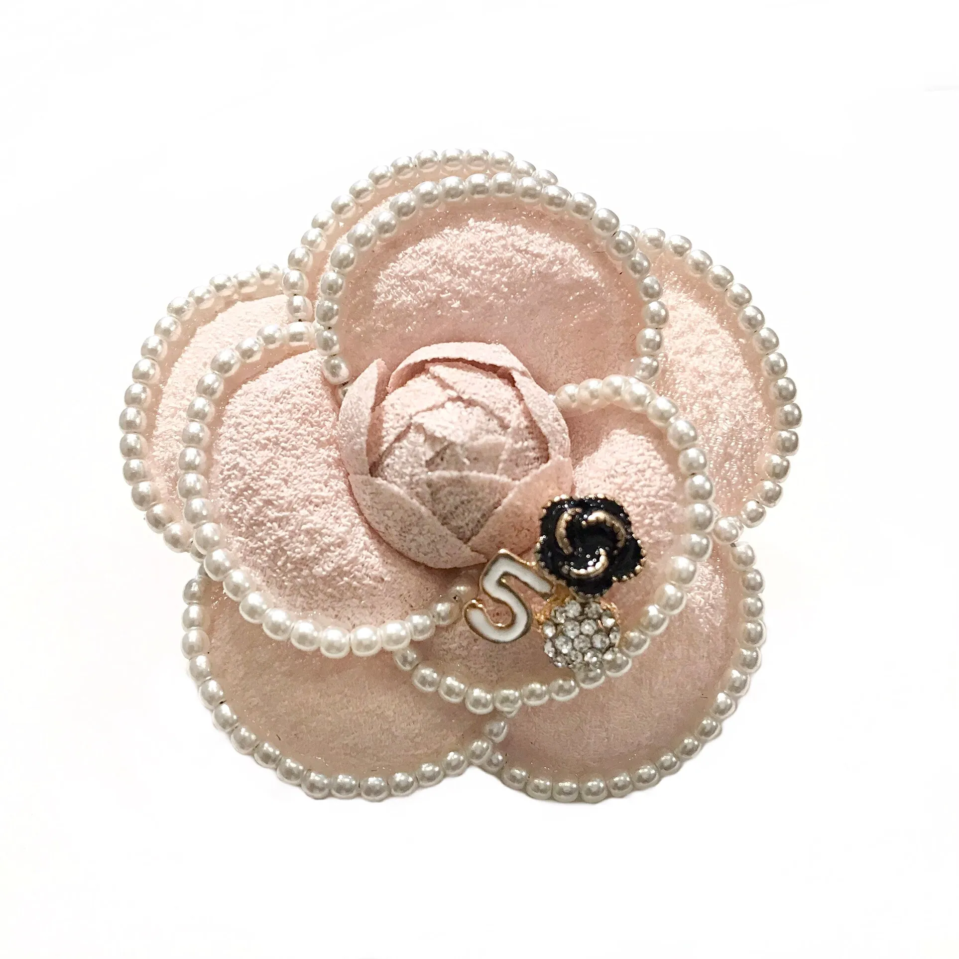 Felt Pearl Flower Brooch