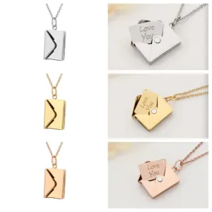 For Women Custom Envelope Locket Necklace Love Letter Pendant Jewelry Charm Gift X801038