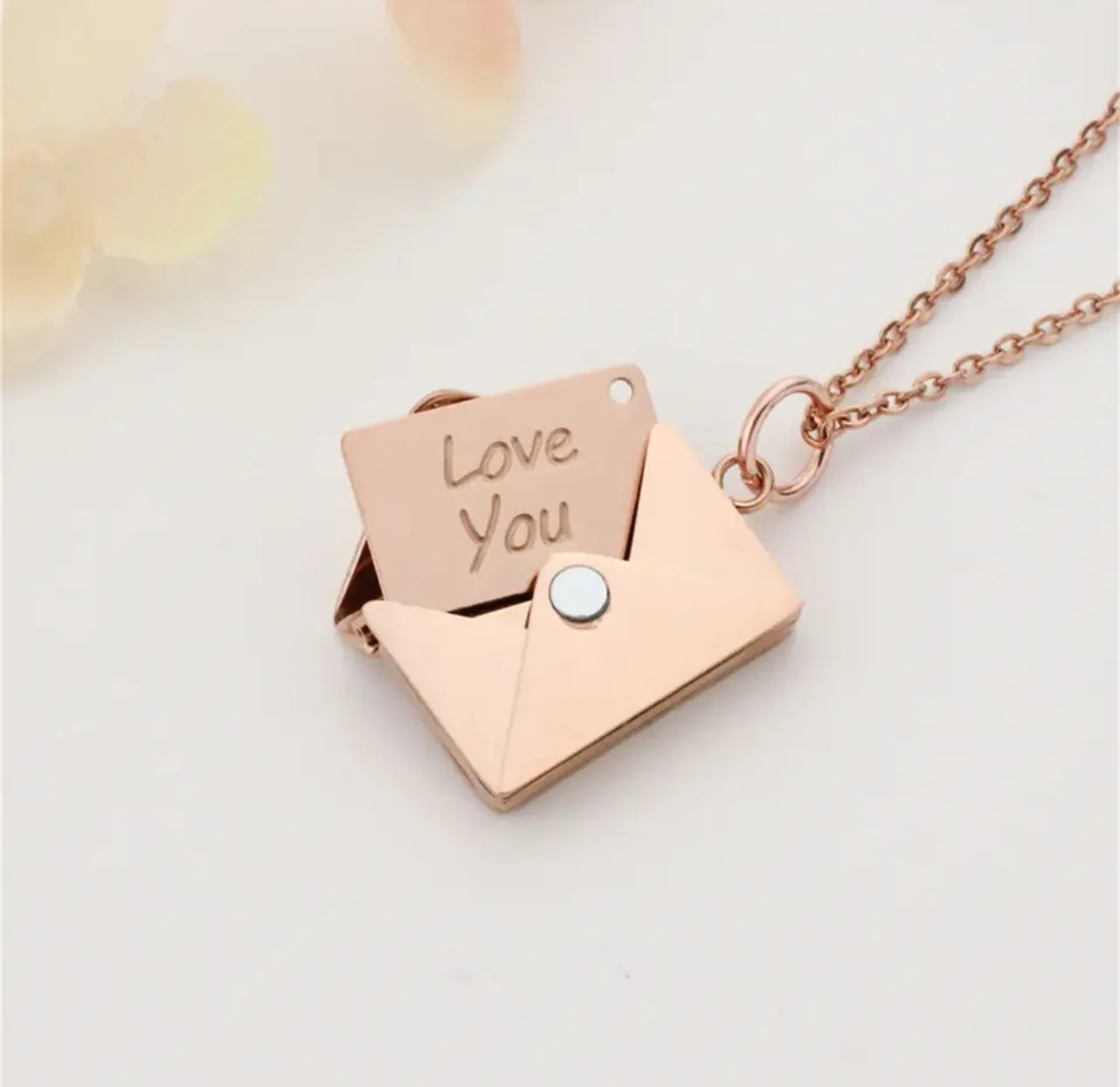 For Women Custom Envelope Locket Necklace Love Letter Pendant Jewelry Charm Gift X801038