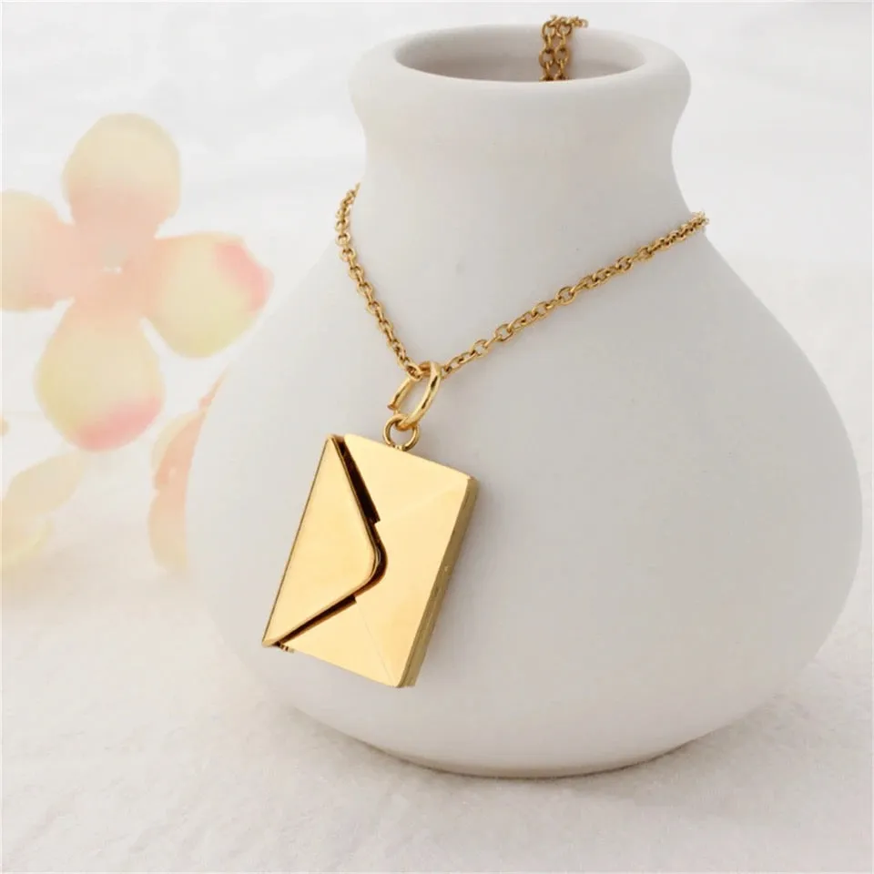 For Women Custom Envelope Locket Necklace Love Letter Pendant Jewelry Charm Gift X801038