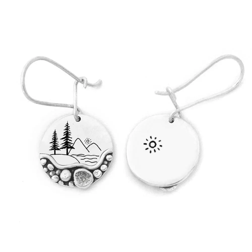 Forest Earrings Pebble Trail  Mini Forest Pebble Trail Wildflower Earrings Silver Earrings