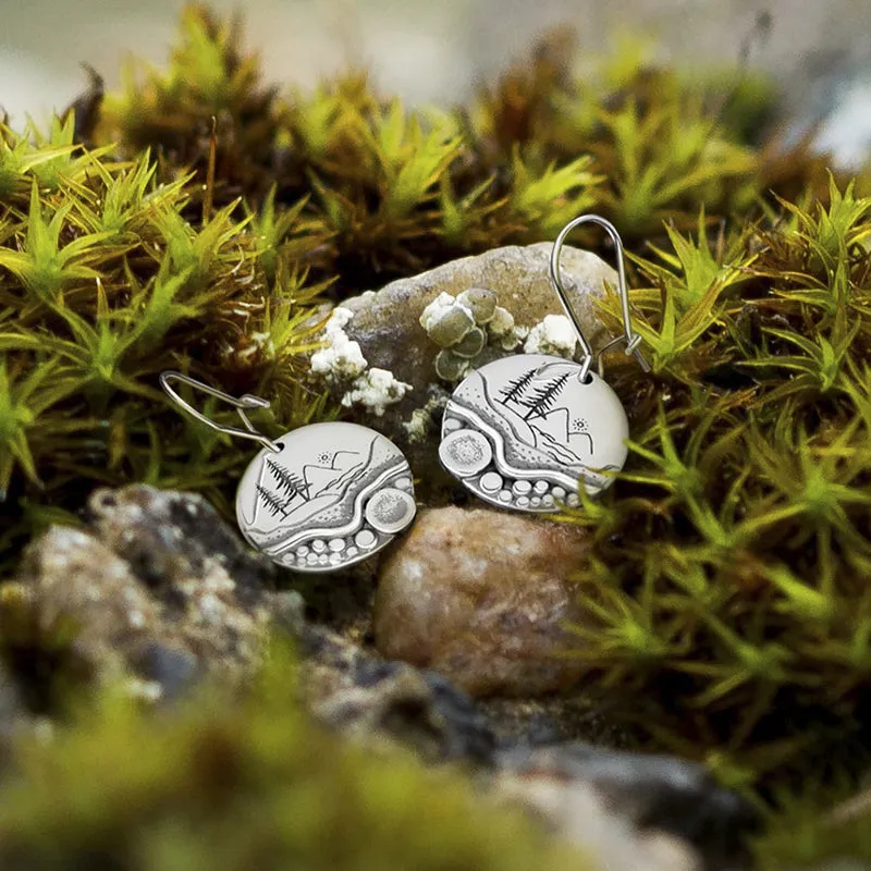 Forest Earrings Pebble Trail  Mini Forest Pebble Trail Wildflower Earrings Silver Earrings