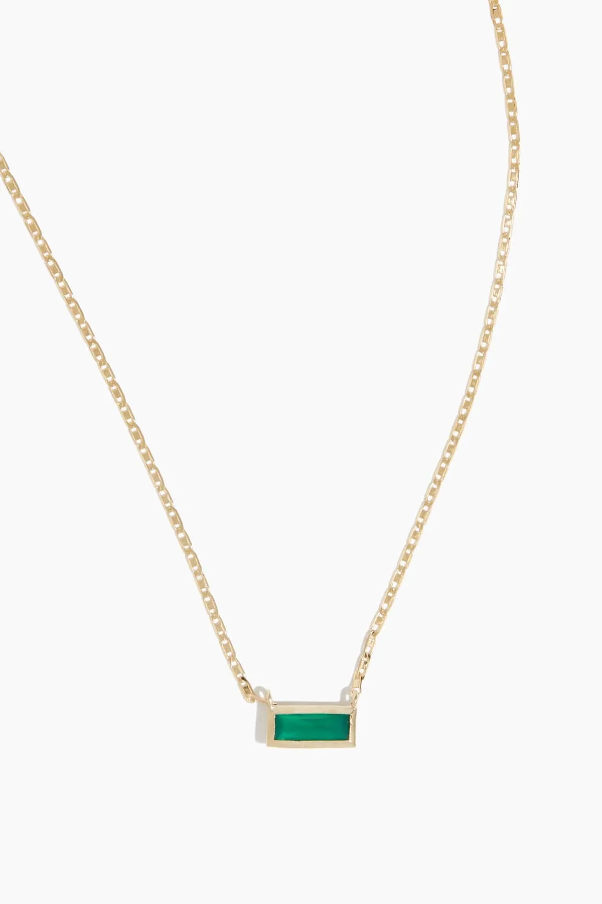 Green Agate Valentino Necklace in 10k Yellow Gold