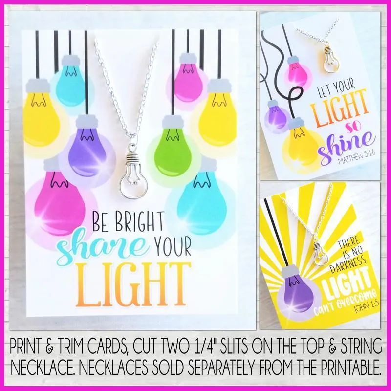 Jewelry QUOTE Cards {LIGHT BULB} PRINTABLE