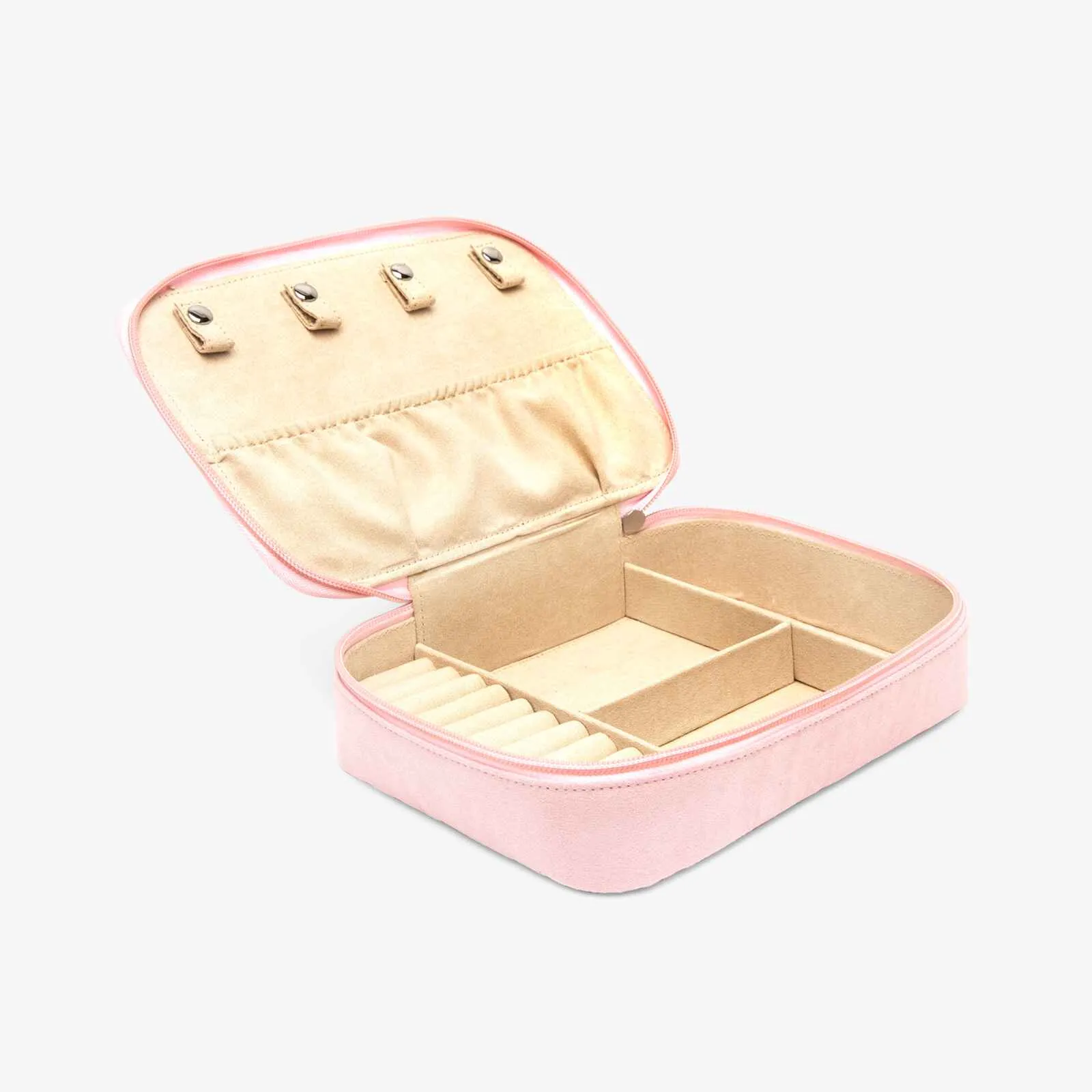 Large Pink Velvet Jewelry Organizer Box