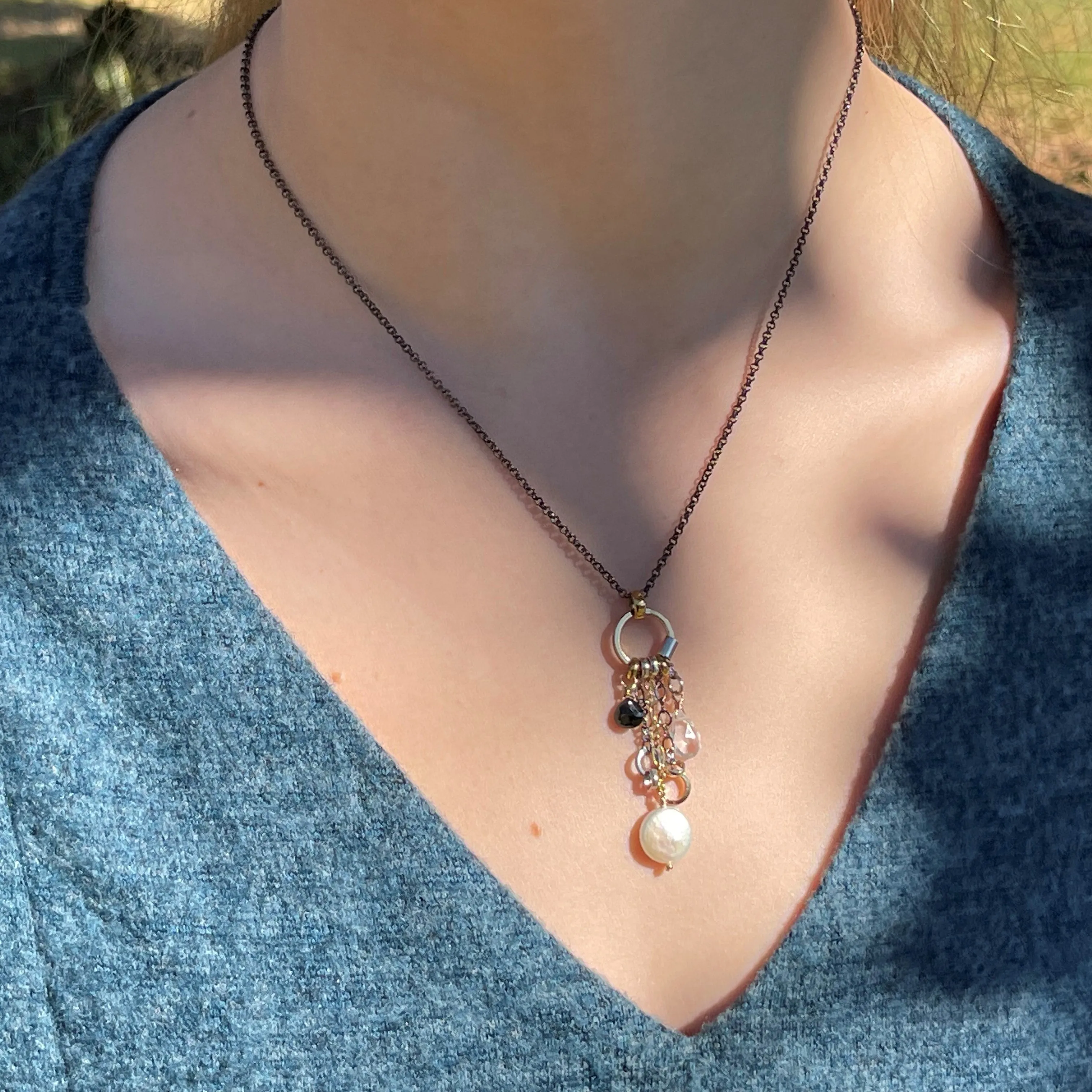 Long Drop Pearl Pendant