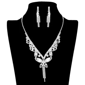 Marquise Round Stone Butterfly Rhinestone Jewelry Set