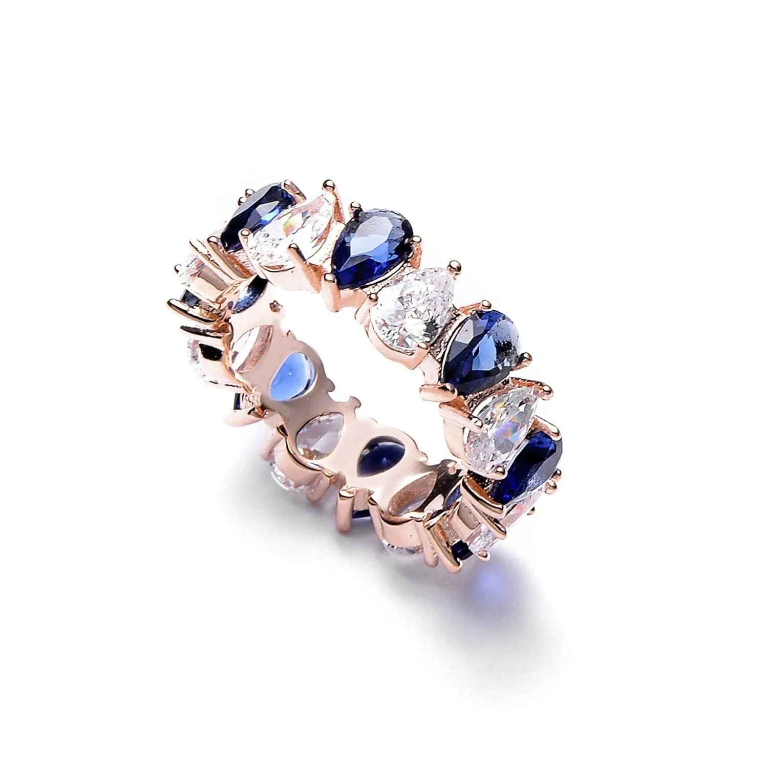 Modern Luxury Jewelry CZ Sapphire Ring - 925 Sterling Silver