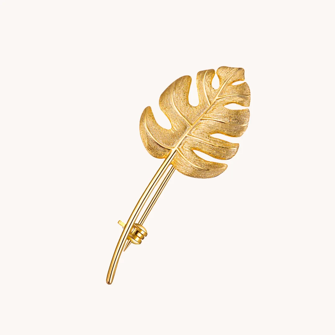 Monstera Gold Brooch