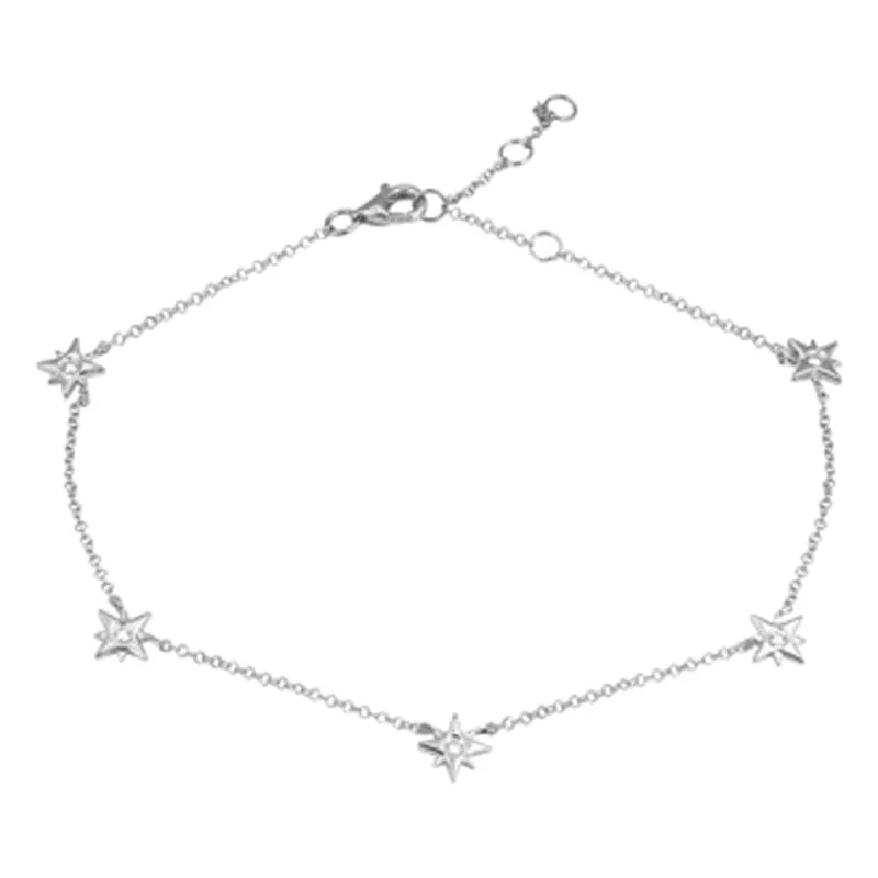 Multi Diamond Star Anklet