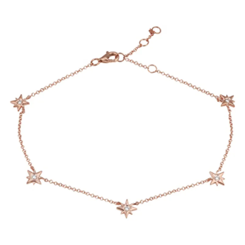 Multi Diamond Star Anklet