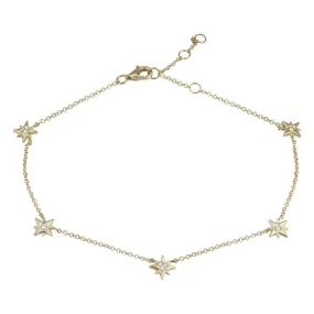 Multi Diamond Star Anklet