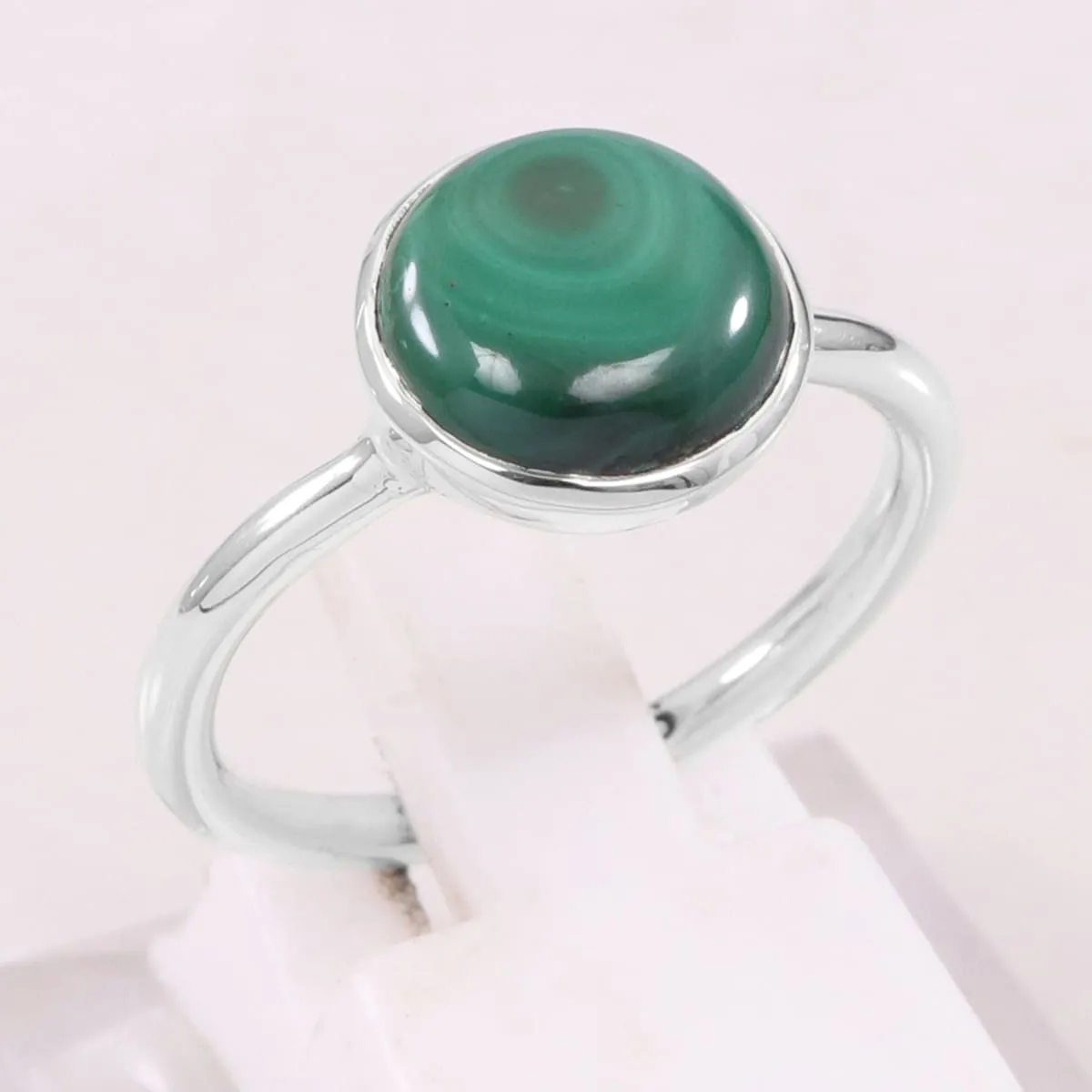 Natural Malachite Ring 925 Sterling Silver Ring, Stacking Ring, 925 Silver Solitaire Ring, Green Malachite Ring